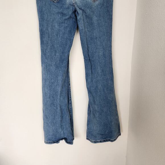 Altar'd State High Waisted Flare Jeans Distressed Ripped Blue Denim Wide Leg 29 - Picture 8 of 10
